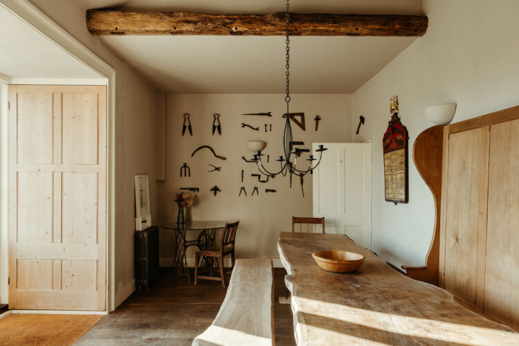 Dining Room with white washed walls