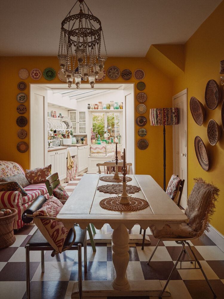 Dining room interior of Lucinda Chambers' house