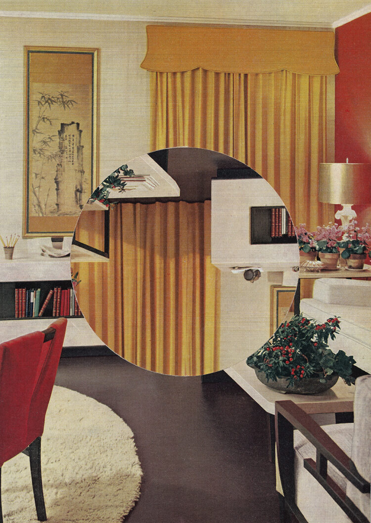Turned Room 3, Yellow Living Room collage by Mark Lazenby