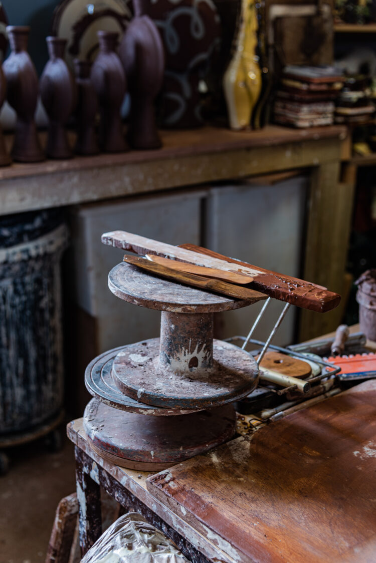 Tools in potter Dylan Bowen's studio in Oxfordshire