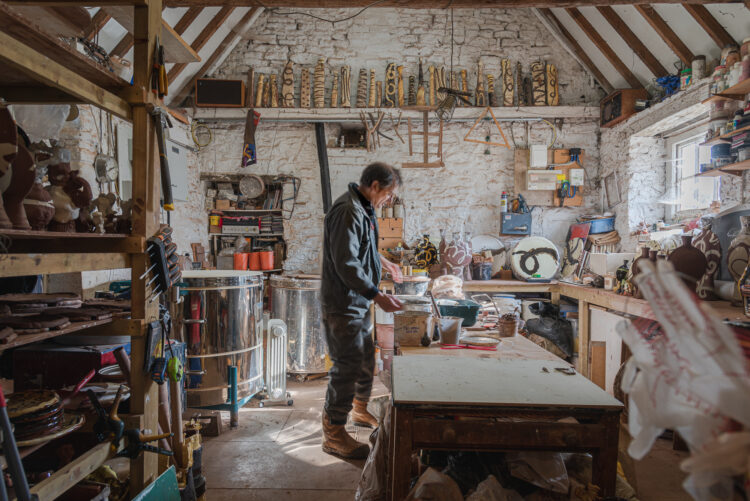 Potter Dylan Bowen in his studio