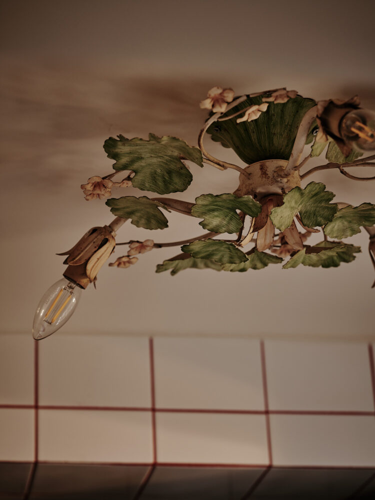 Light fixture with decorative leaves