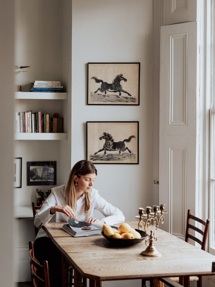 Portrait of Georgie Stogdon inside her apartment on Ospringe Road, north London