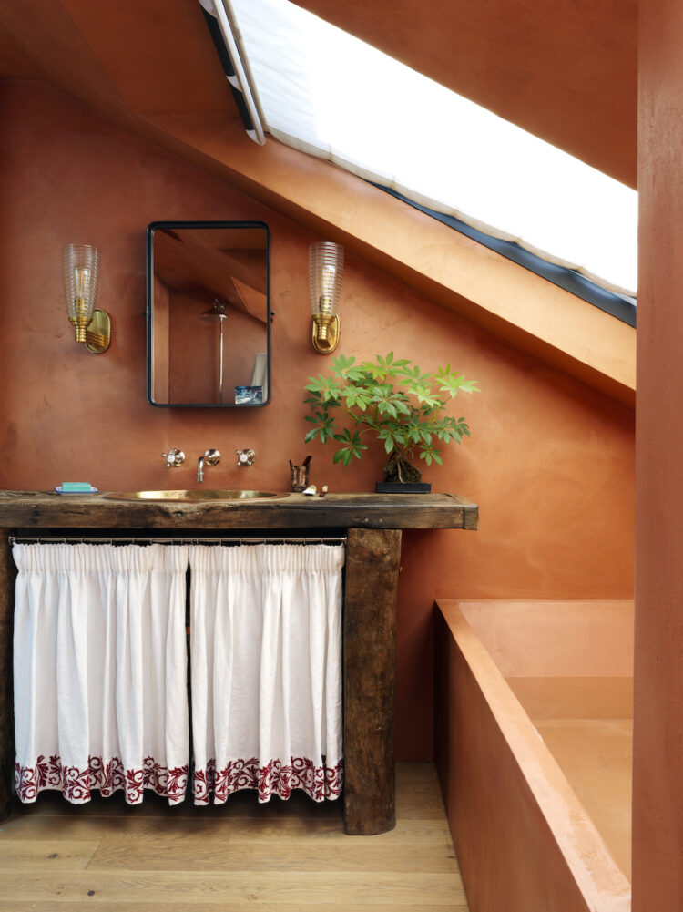 Terracota coloured bathroom