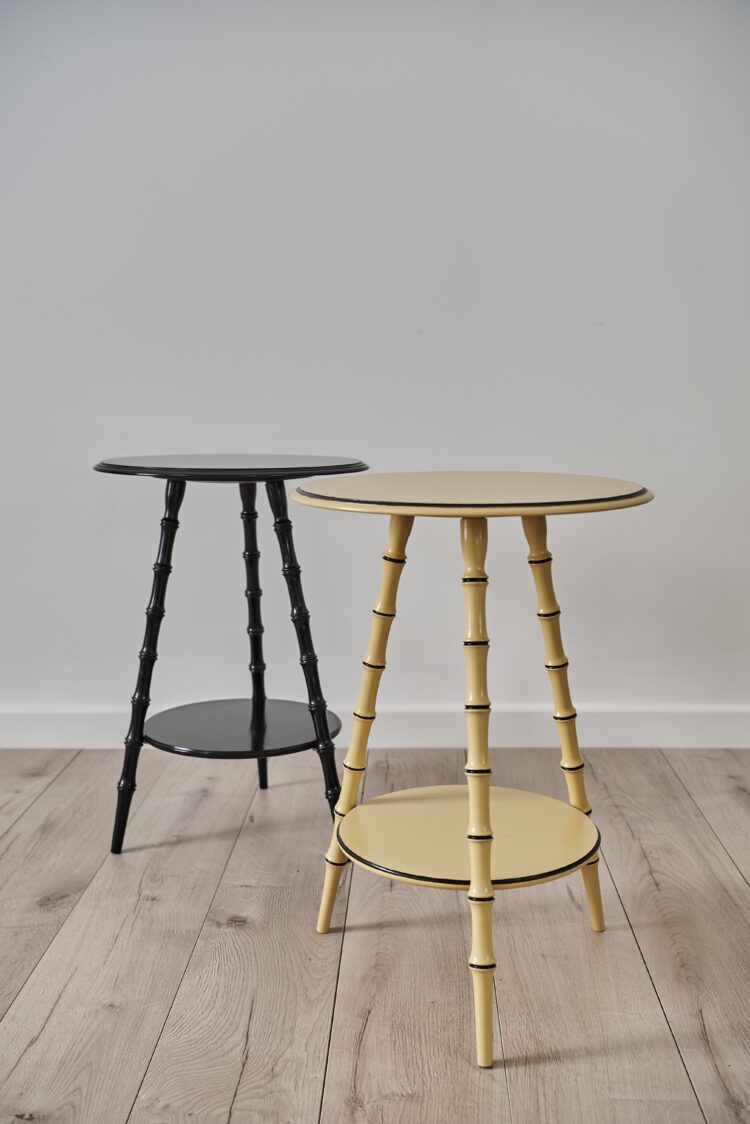 Two faux bamboo stools