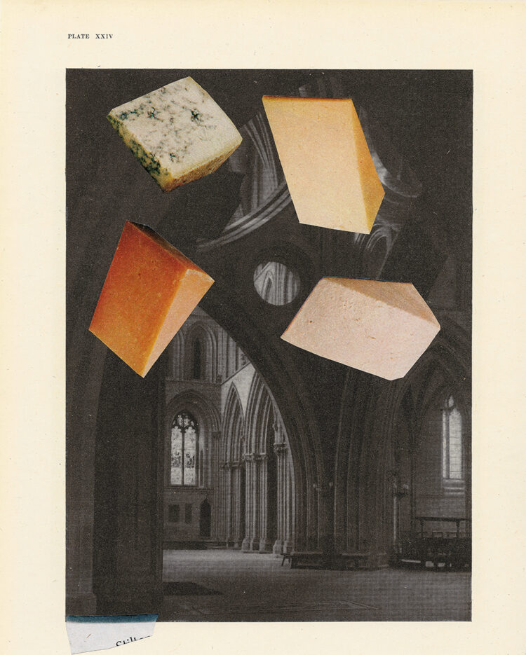 Trails and Tumbleweeds 32 (Cheese and Church) collage by Mark Lazenby