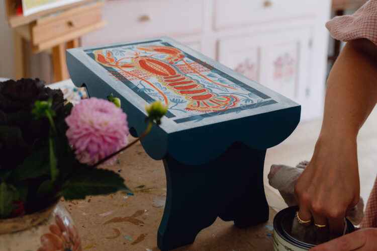 Camilla Perkins painted stool